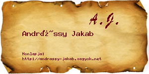 Andrássy Jakab névjegykártya